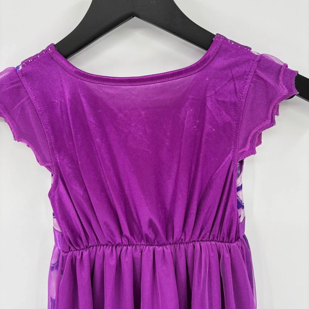 Disney Descendants 3 Mal Nightgown Kids Size 6 Purple Mesh Overlay Sleep Dress